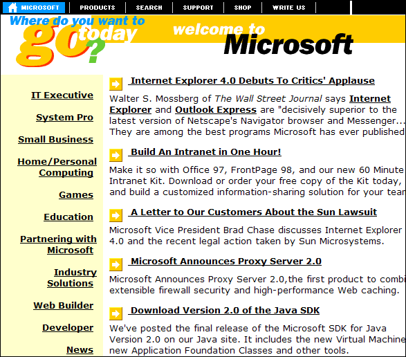 how websites used to look like