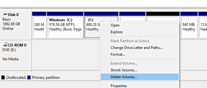 Delete the Linux partition from Windows