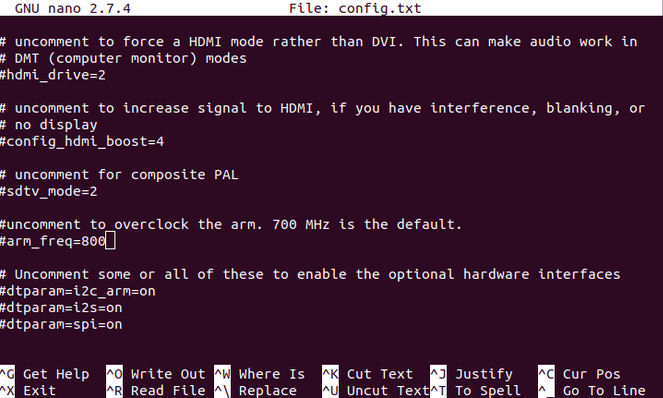 Edit the Raspberry Pi's boot config file