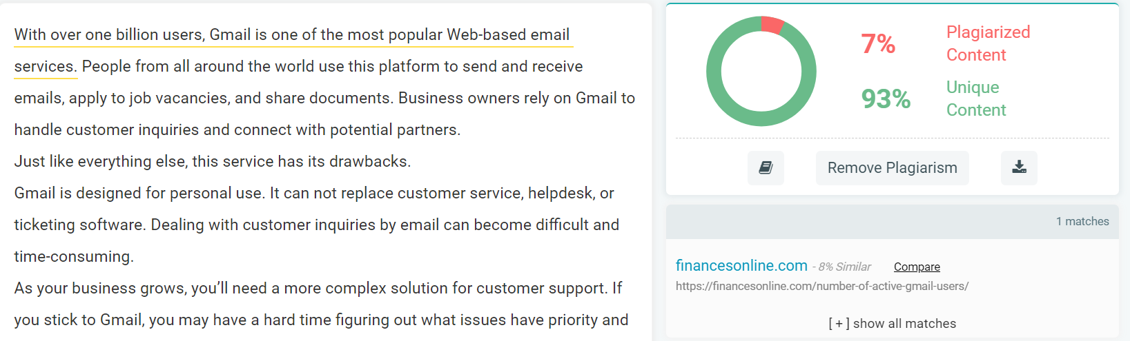 PrePostSEO plagiarism checker